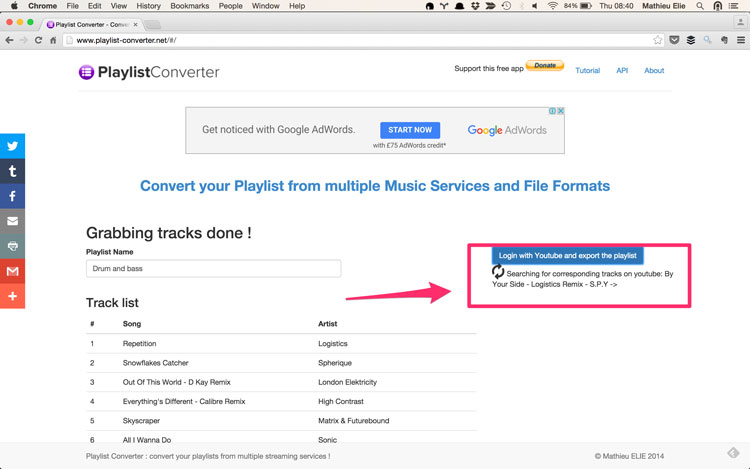Convert playlists from spotify to youtube tutorial